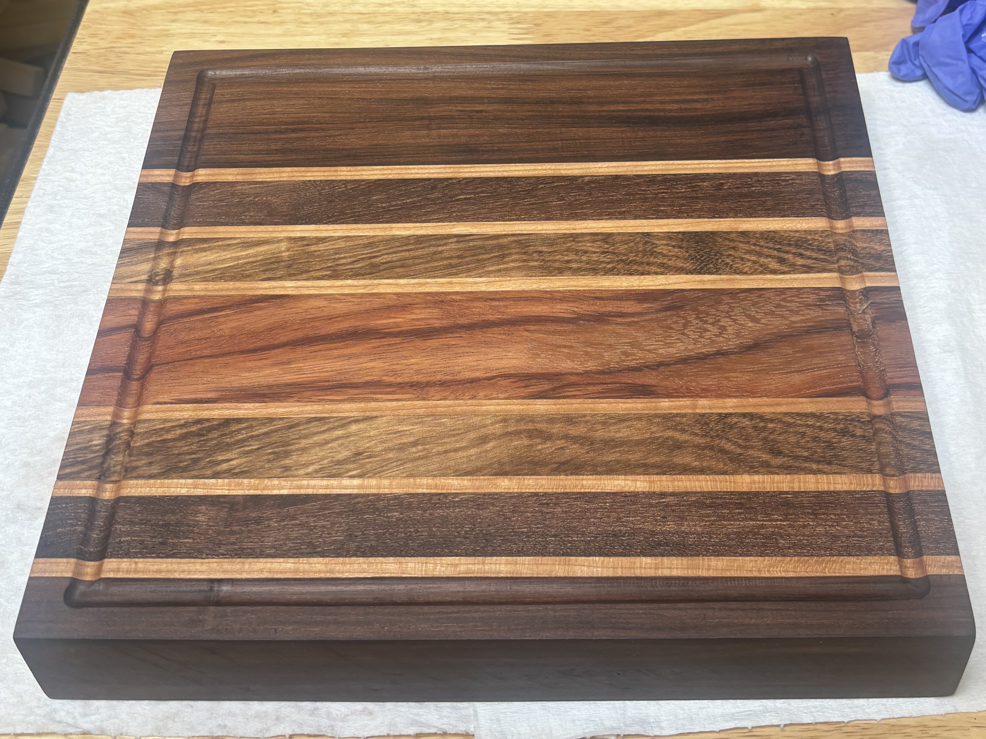 Zebrawood and Walnut Cutting Board