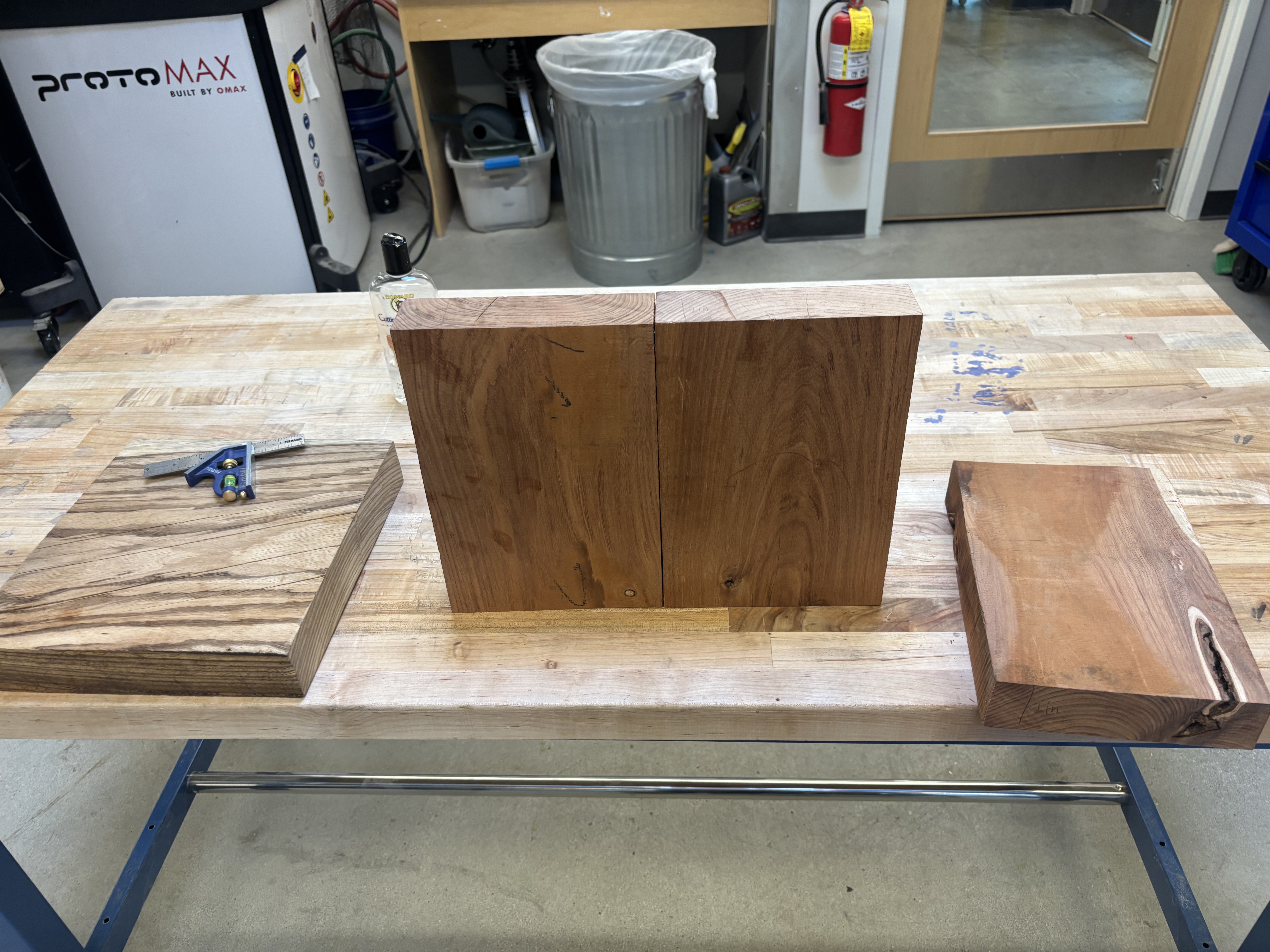 Top of stool after gluing two mahogany chunks together